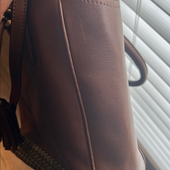 Coach Brown Leather Satchel with Studded Detail - Picture 5 of 7